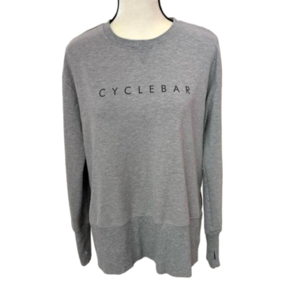 2/$30 Thrive Societe Gray "Cyclebar" Long Sleeve Thumbhole Sweatshirt Sz L #2181